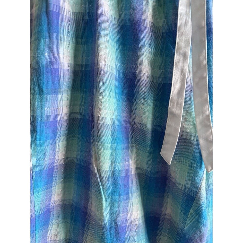 VICTORIAS SECRET 100% Cotton Blue Multicolored Plaid Lounge Pants Size Medium - Picture 5 of 8